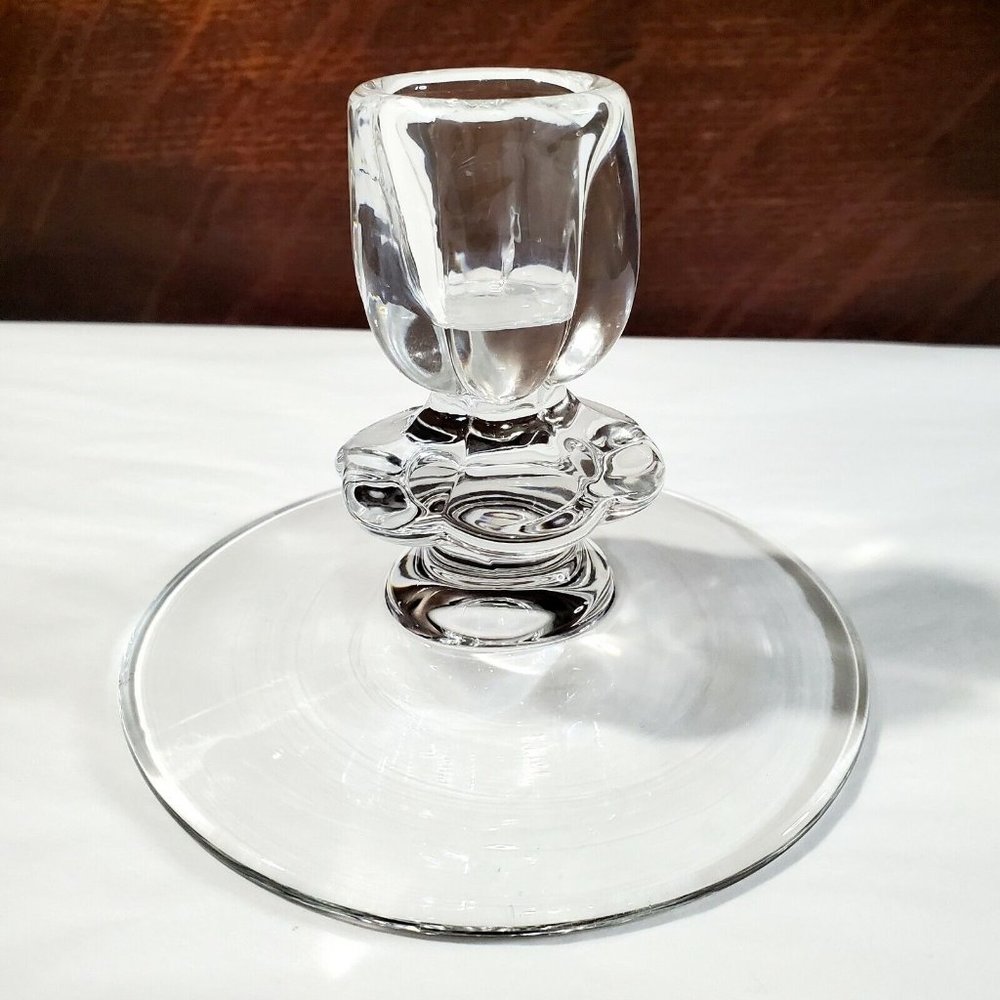 Duncan & Miller Canterbury Single Light Candlestick Holder 3.5" heavy glass